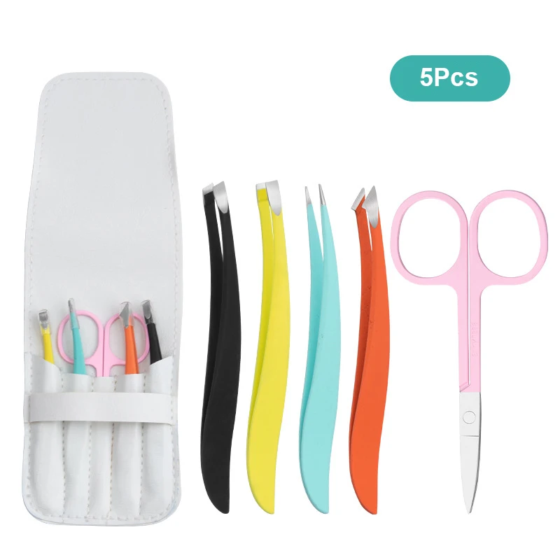 アイブロウピンセット,ステンレス鋼,細い髪,着色,美容ツール,脱毛,4ピース,5個