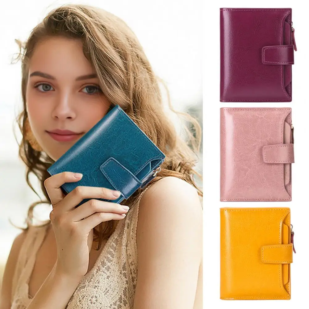 Women Wallet Smooth Faux Leather Zipper Closure RFID Phone Cash Changes Storage Purse Short Card Holder 여성 RFID 지갑