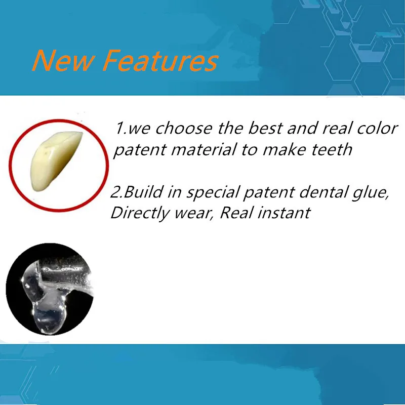 SowSmile New 10pcs Temporary Dental Oral Fake False Snap on Real Instant SmileTeeth Tooth Repair Veneers Kits Building Glue