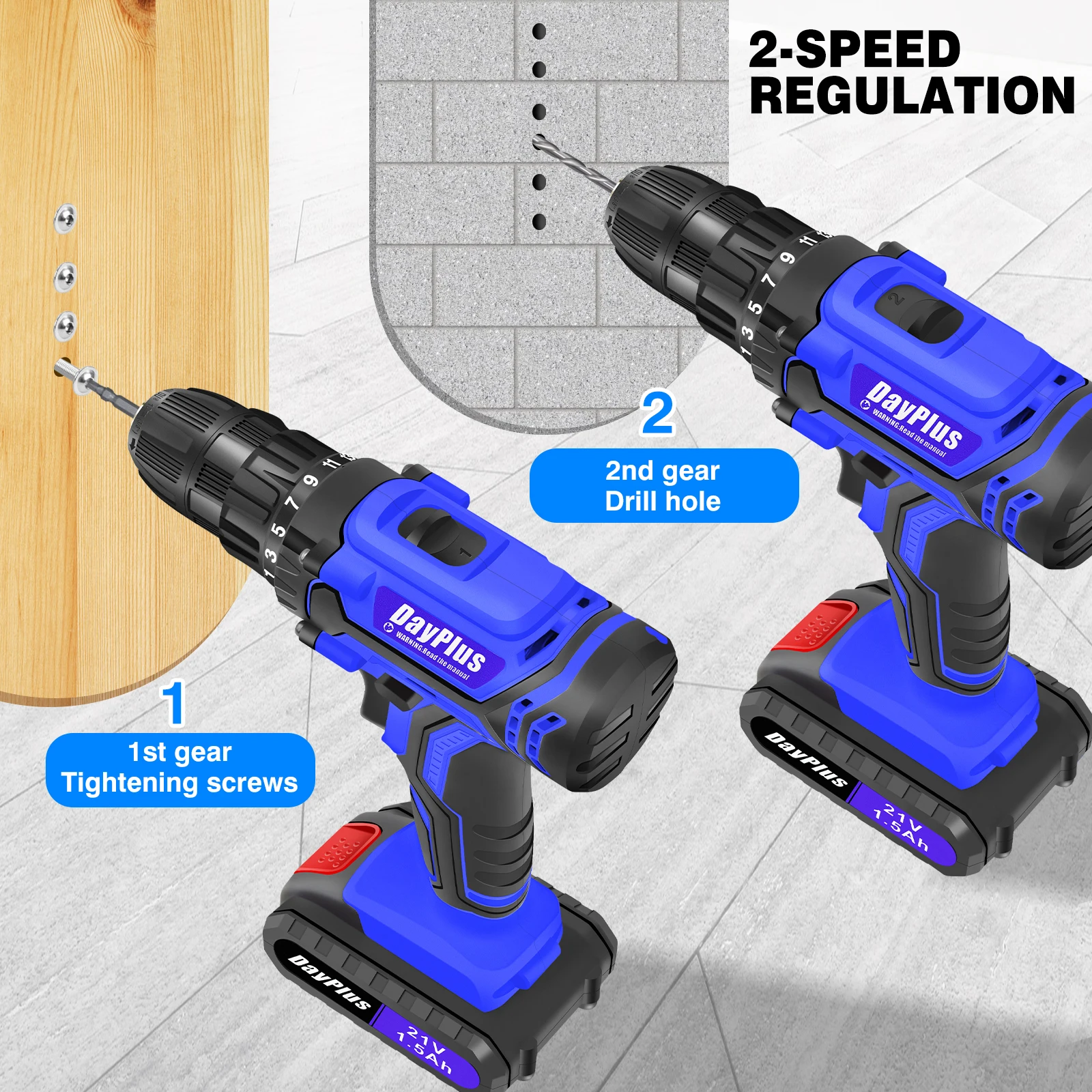 21V Cordless Drill,Electric Screwdriver Tools Kit with 25+1 Torque Setting,2 Variable Speed,29PCS Accessories,LED Work Light