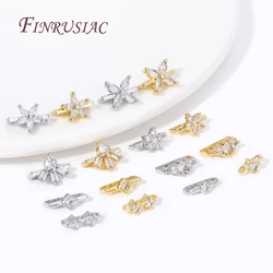 18K Gold Plated Multi-designs Zircon Flower Spacer Bars 2/3 Holes Separators for Strand Beads Jewelry Making Accessories