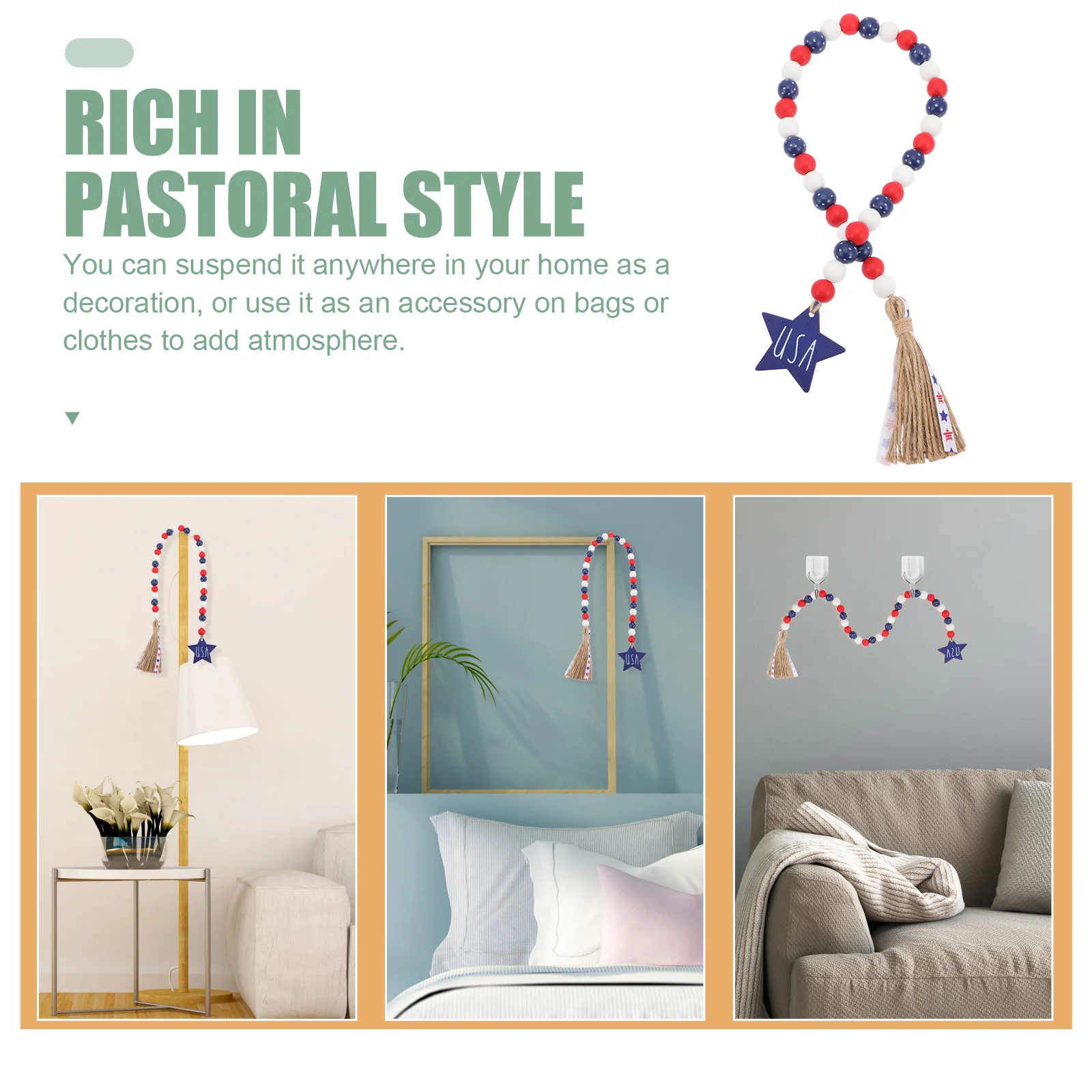 for Tassel Bead String Decoration Hanging Ornament Decorations Independence Day