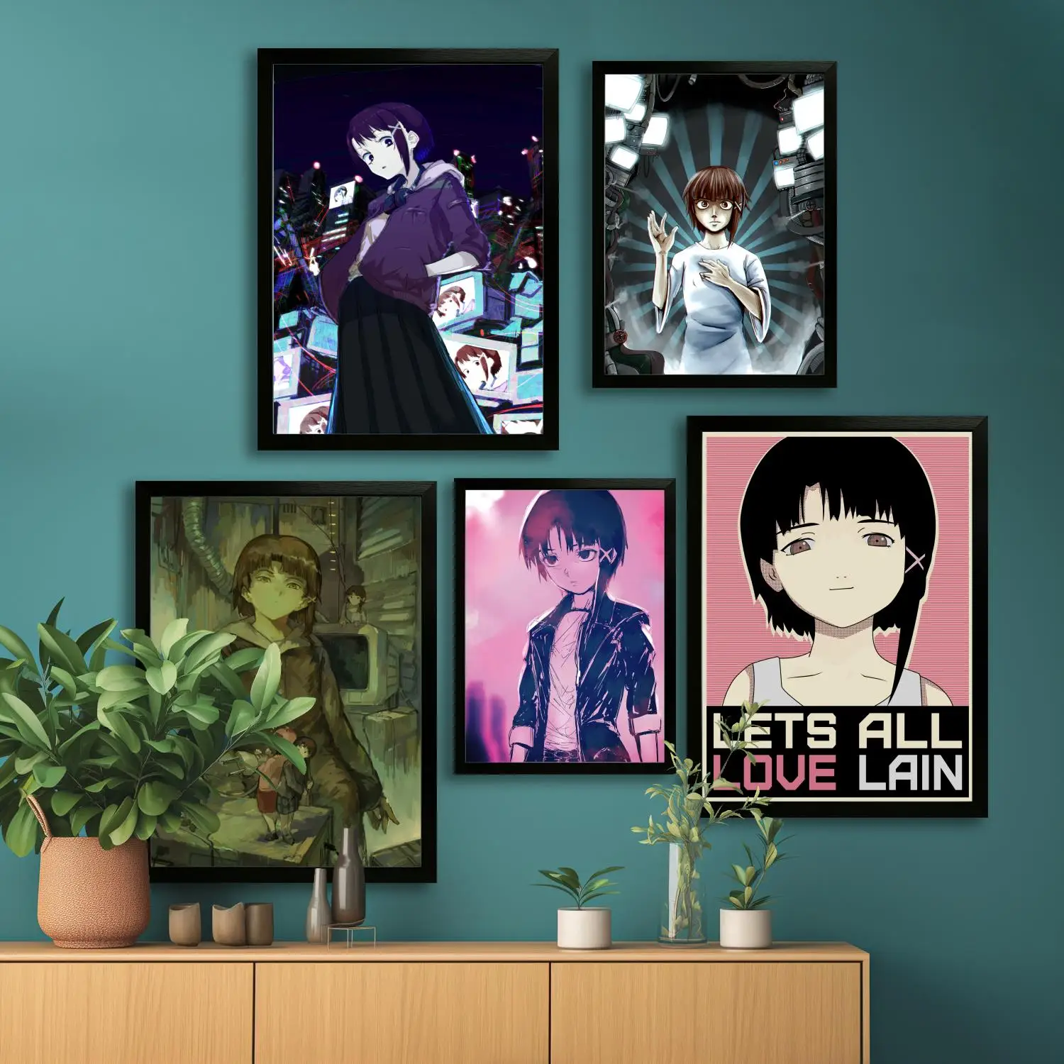 Experimentos en serie Lain Anime Iwakura Lain lienzo póster artístico, impresión de imágenes artísticas de pared, carteles modernos de decoración para dormitorio familiar