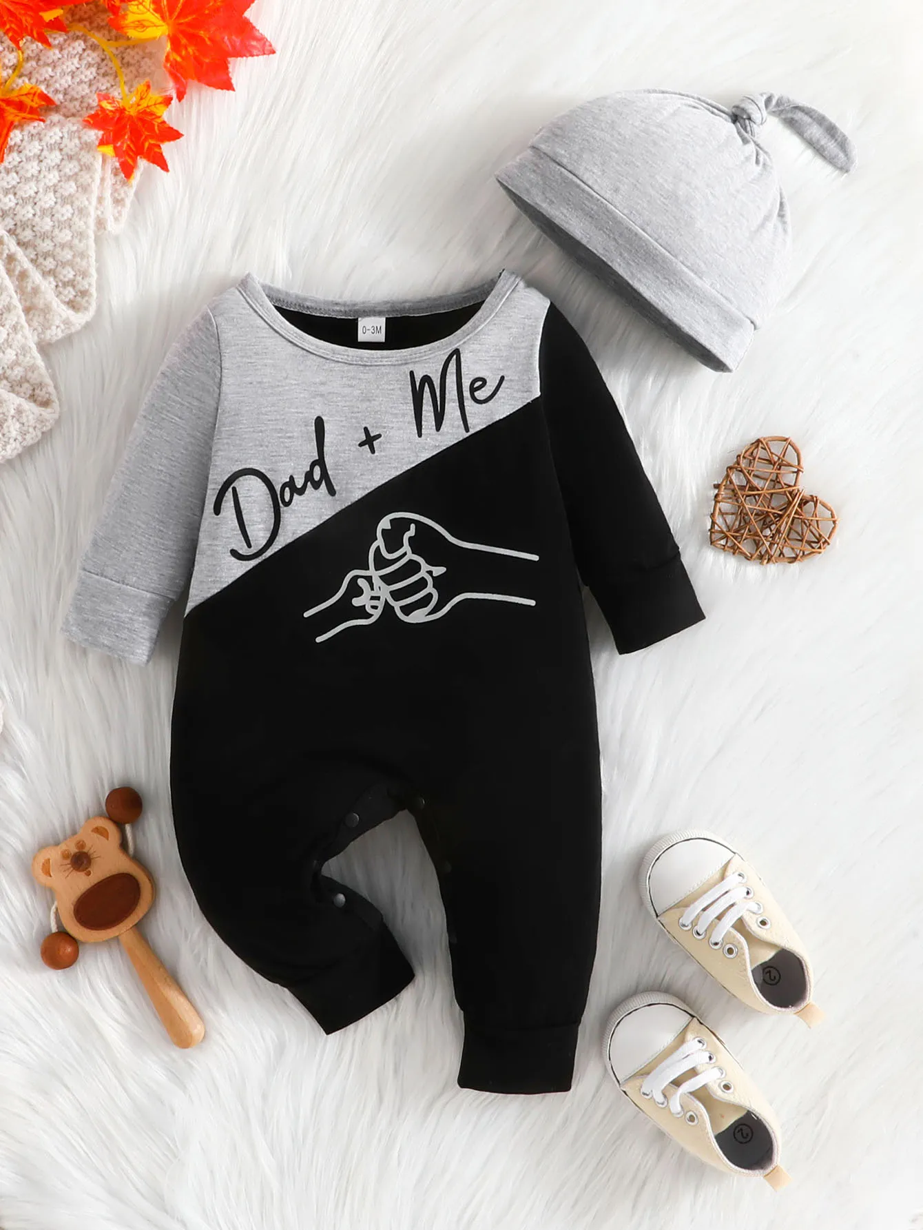 Gift Hat Set Baby Unisex Boy Girl Newborn Onesies Romper 0-18 Months Toddler Cute Letter Clothing Infant Long Sleeve Jumpsuit