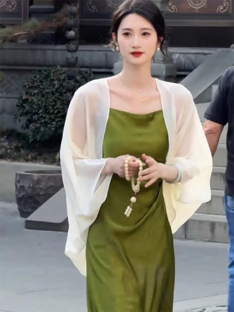 

Женский летний кардиган из ледяного шелка с защитой от солнца, с длинным рукавом, V-образным вырезом, стандартного кроя, в корейском стиле, свободная верхняя одежда