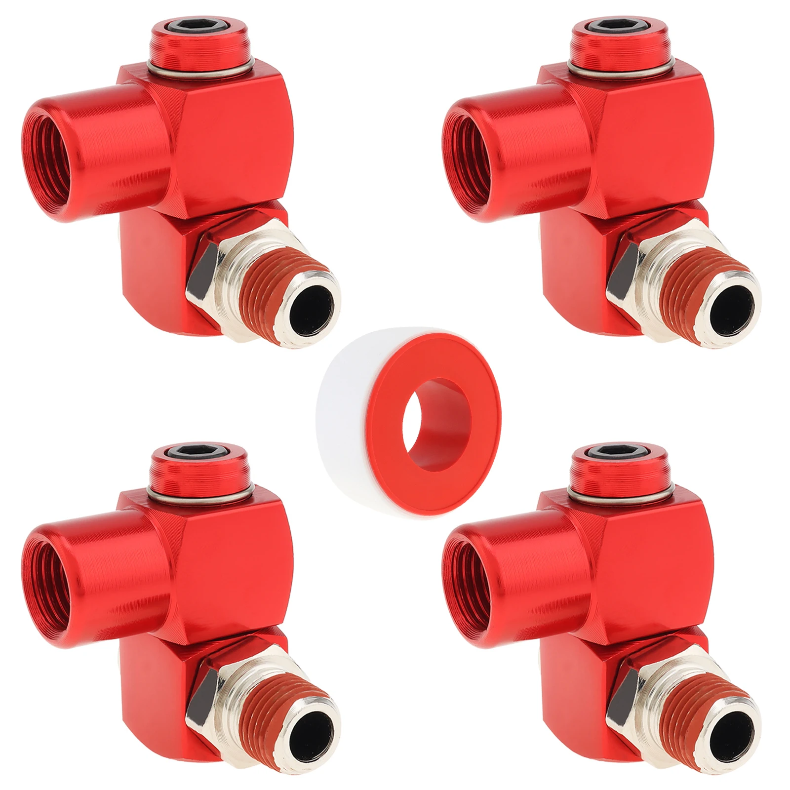 

5pcs 1/4-Inch NPT 360 Degree Swivel Air Hose Connector Sealant Coated Industrial Fittings Air Tool Adapter with Thread Seal Tape