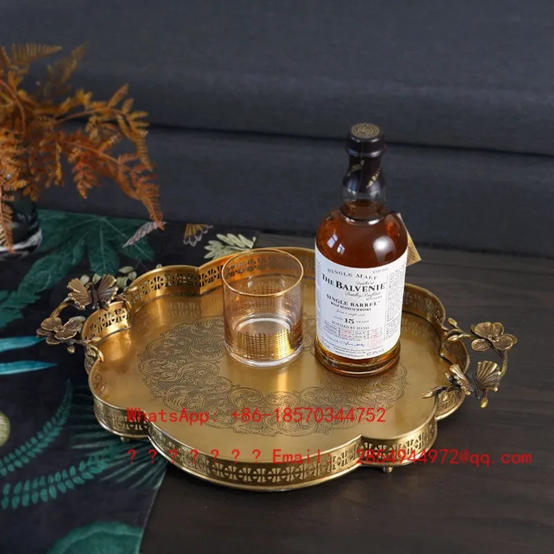 European Hand-carved Large Tray Luxury Craft Fruit Tray Tea Tray