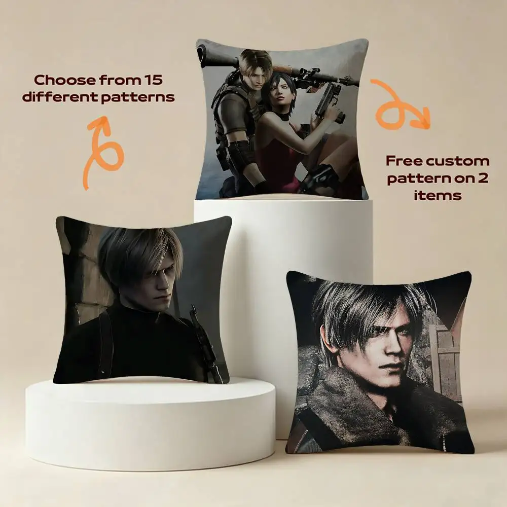Leon RE9 Game R-Resident Evil Square Sofa Pillow Cover Solid Color Living Room Home Decor Cushion Case