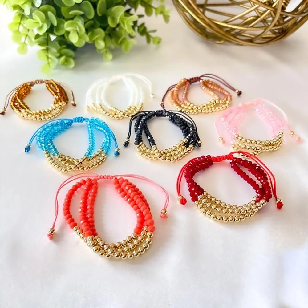 Go2boho Crystal Gold Plated Bead Chic Multi-layered Bracelets Women Boho Bohemian Summer Jewelry Gifts For Her