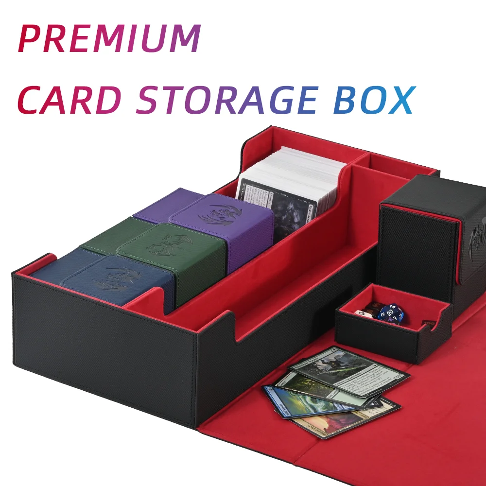 Kartendeckbox für Yugioh MTG, 7-in-1-Kartenaufbewahrungsbox mit Würfelablage für 2400 + Karten, inklusive 5 kleinen Kartenetuis, passend für TCG CCG-Karte