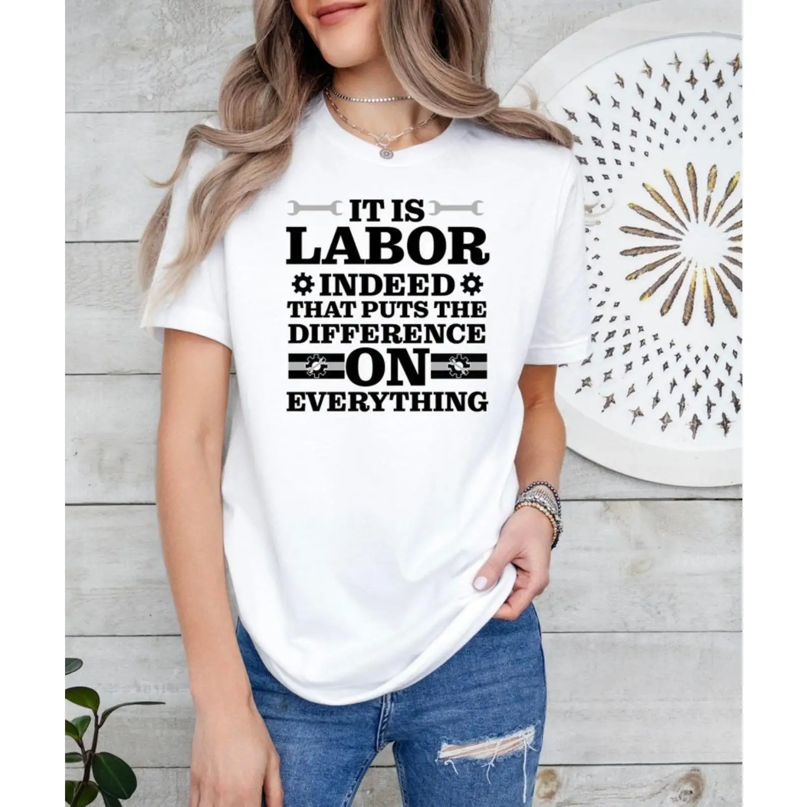

Labor T-shirt Women Men It Is Labor Indeed Quote Tee Work Graphic Tops Engineer Mechanic Gifts