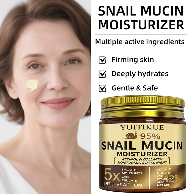كريم YUITIKUE 95% Snail Mucin مع الريتينول والكولاجين - للبشرة القوية والناعمة والمرطبة للاستخدام الليلي والليلي