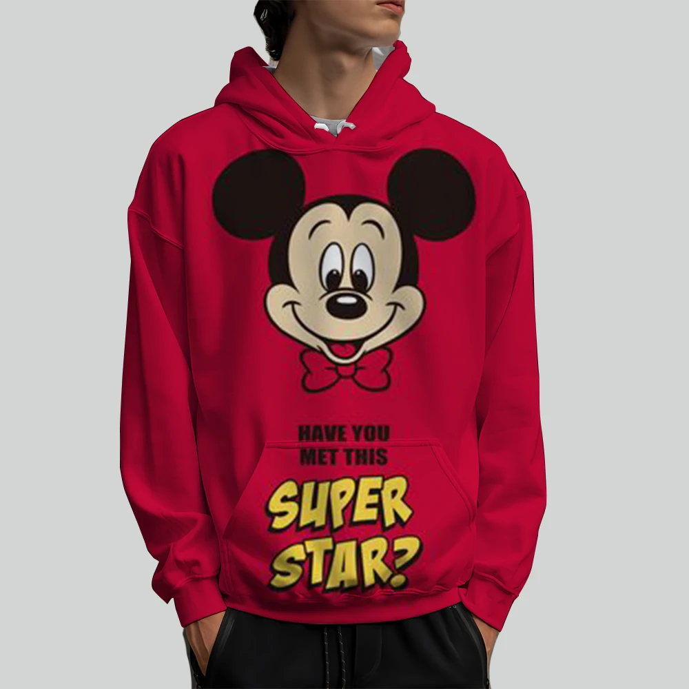 Mickey Mouse Men's Hoodie Disney Boys Girls Pullover 3D Printing Oversized Pullover MINISO Men's Hoodie Fashion Men's Clothing