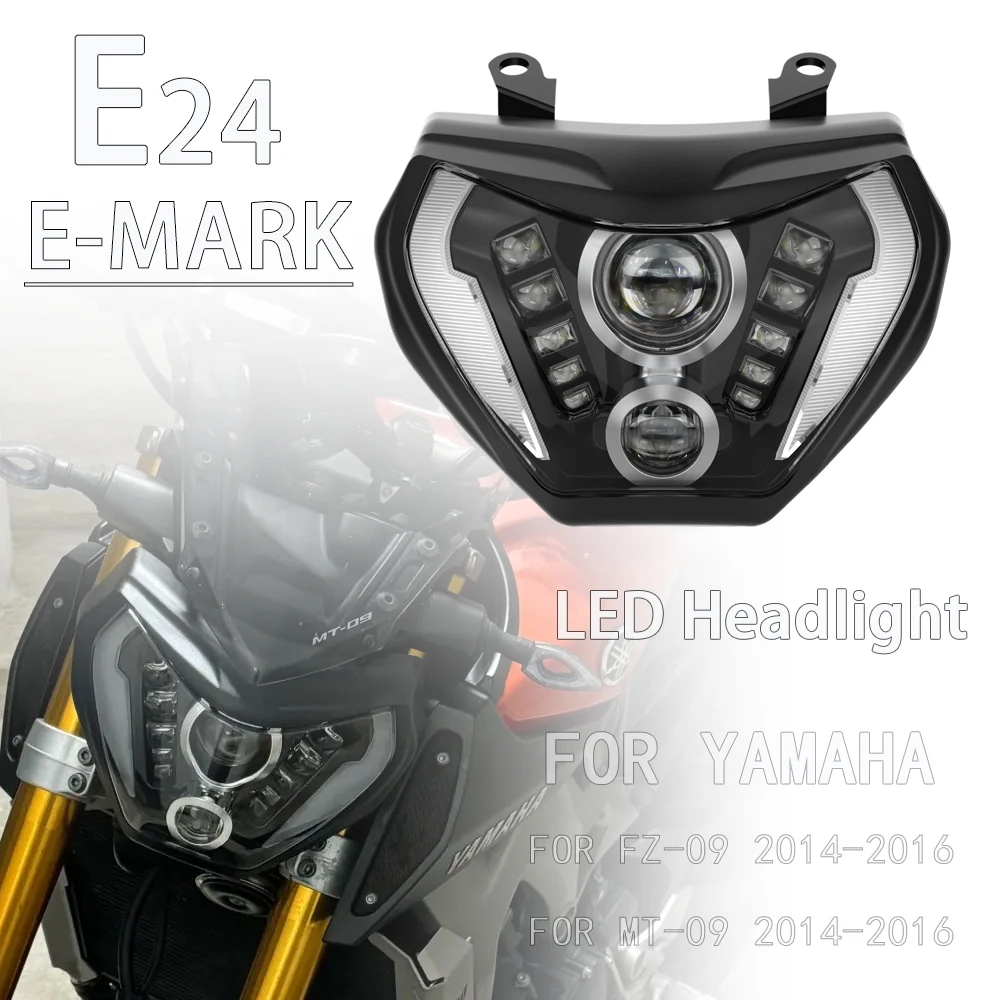 LED Headlight Headlamp For Yamaha MT-09 MT09 MT 09 FZ-09 FZ09 FZ 09 2014 2015 2016 E24 E-mark Motorcycle Head Light Lamp W/ DRL