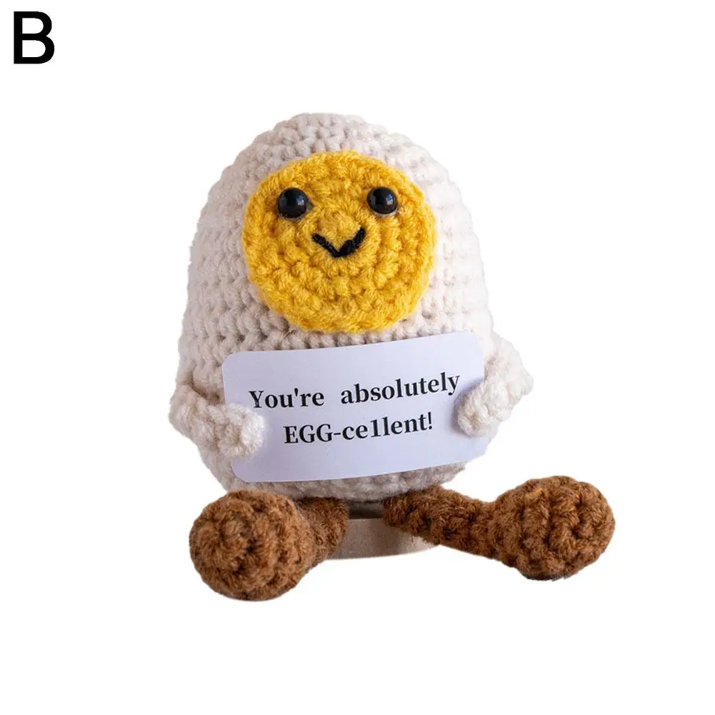 Divertido muñeco de huevo de energía positiva de ganchillo, decoración para la habitación del hogar, tarjeta de regalo de Navidad con adorno Artificial de escritorio de oficina N0J9