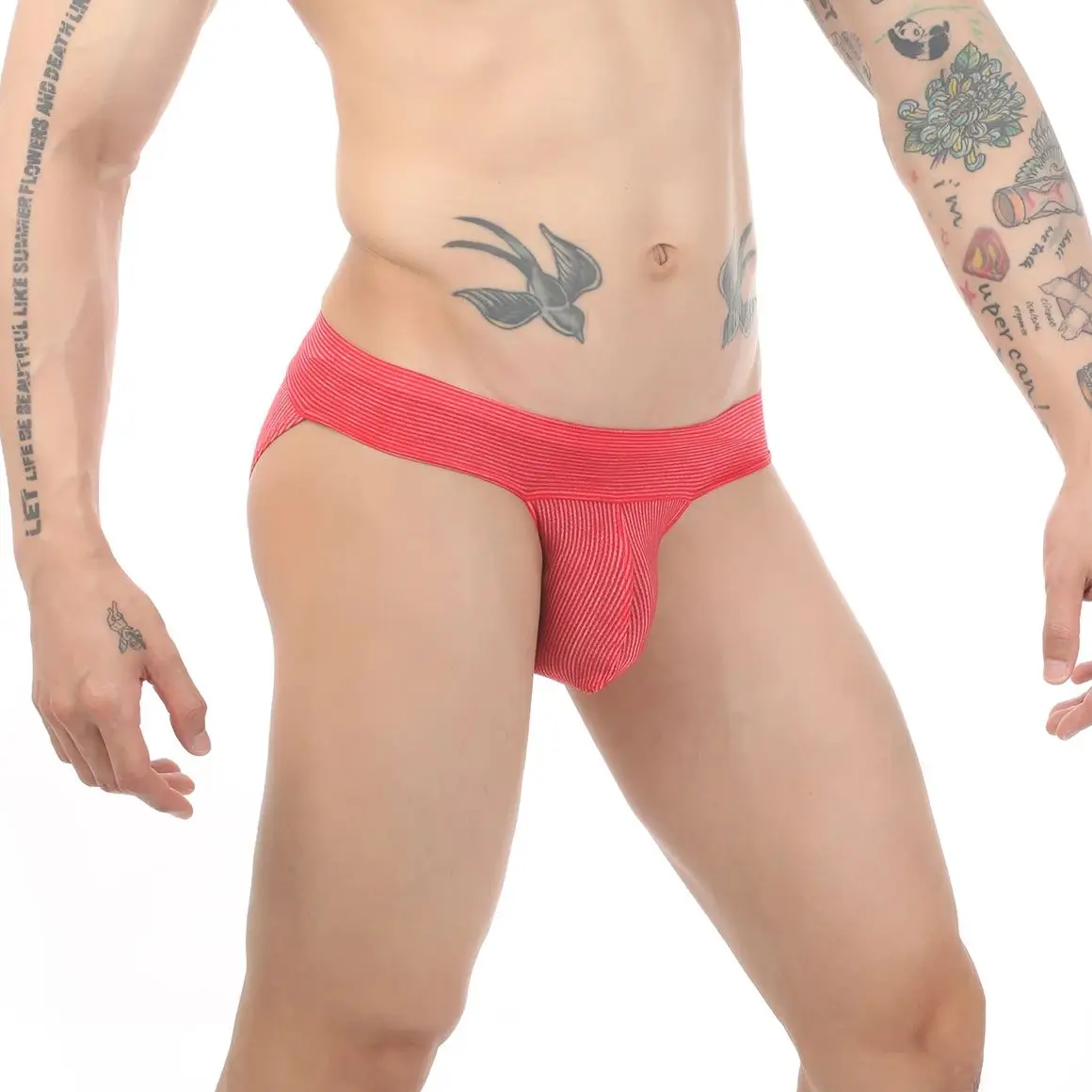 Celana Dalam Atletik Tinggi Garpu Pria Celana Dalam Ultratipis Bergaris Celana Dalam Kantung Tonjolan Elastis Sejuk Olahraga Kebugaran Cueca