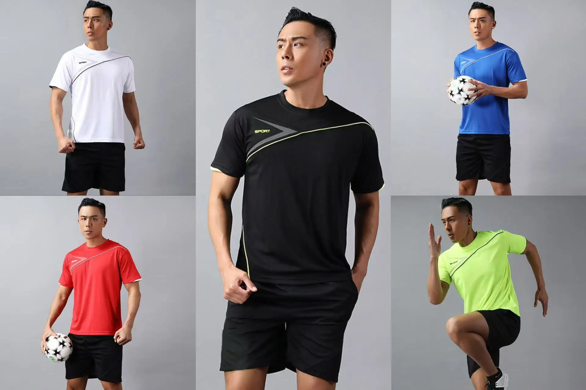 

Football Jerseys for Men Soccer Jersey Tracksuit Short Sleeve Football Training Suit Summer T Shirt + Shorts Sports 2 Piece Set