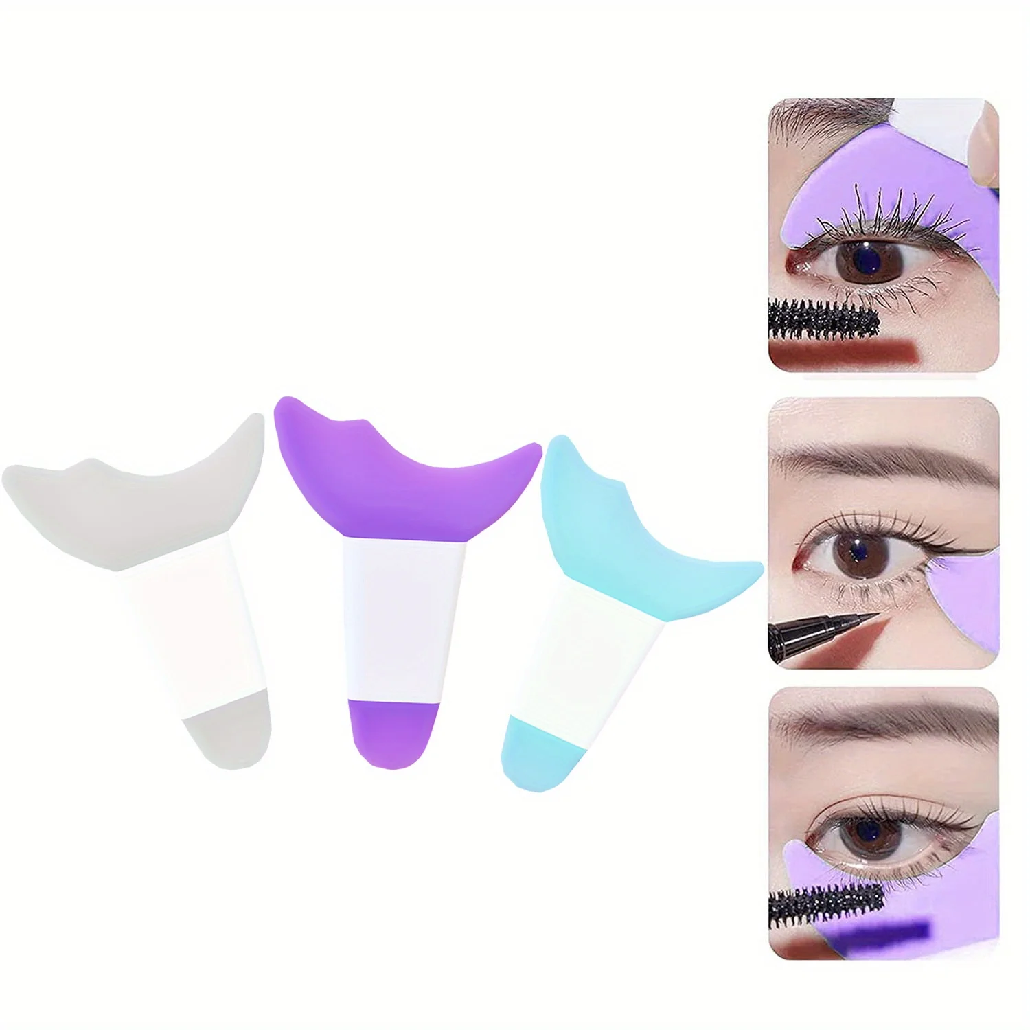 Silikonowy pomocnik do makijażu oczu 3 w 1 - osłonka na tusz do rzęs, prowadnik do eyelinera i odłączany aplikator do cieni do powiek, pędzle do makijażu oczu