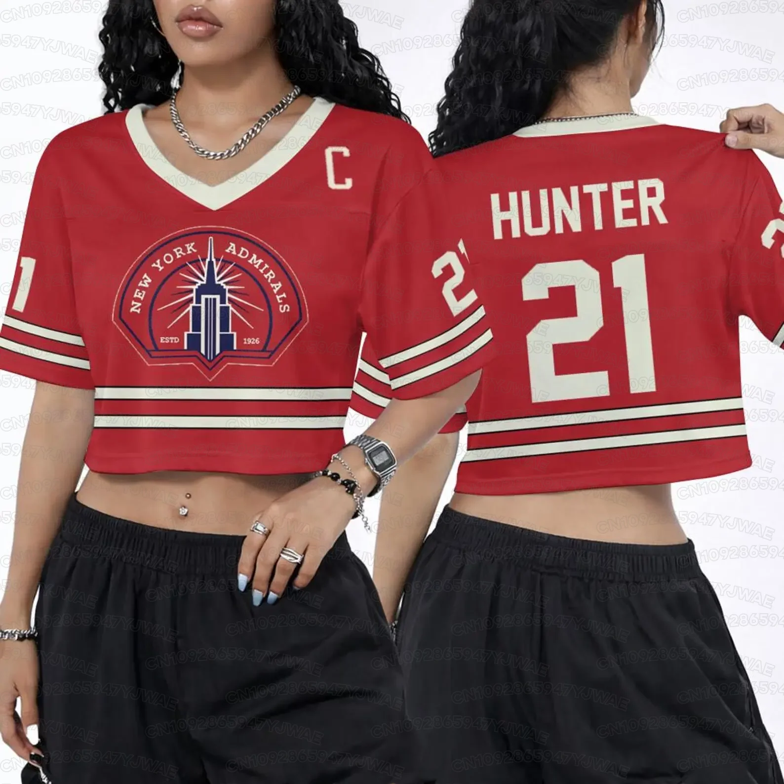 Women's Short Sleeve T-shirt Heated Rivalry Cheerleaders Crop Top Football Jersey ROZANOV & HOLLANDE view 4