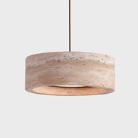 Retro Natural Stone Art Pendant Light Yellow Travertine LED Chandelier Bedroom Bedside Decoration Home Lighting Fixtures