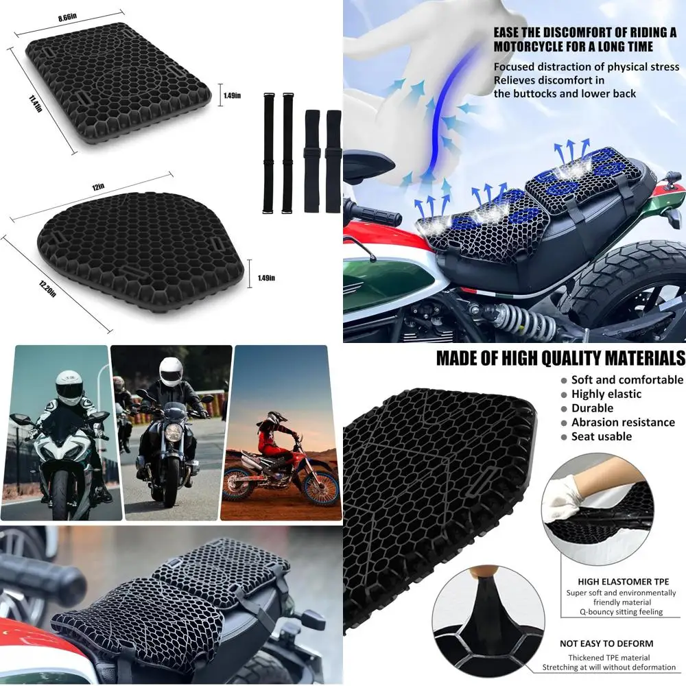 

Мотоциклетная гелевая подушка для сиденья, передний и задний комбинированный комплект, мягкий резиновый материал, подушка для сиденья мотоцикла, прохладная и дышащая дорожка