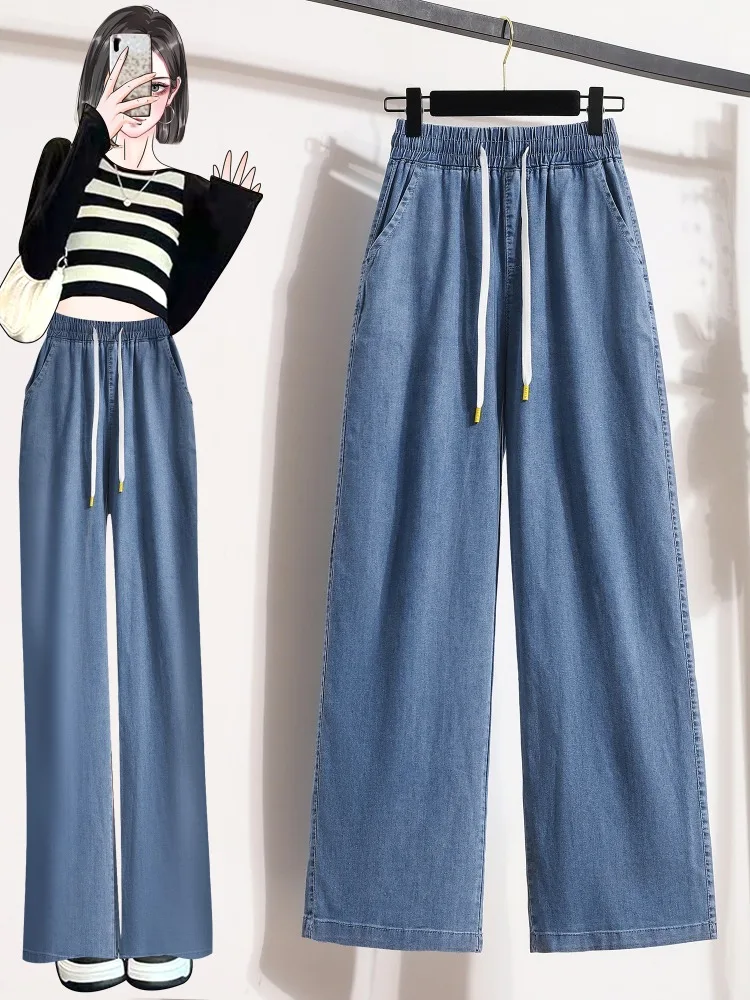 

Loose Straight Leg Dad Jeans Wide Leg Pants Casual Slimming Jeans for plus Size Women Summer Casual Loose Fit Blue Denim