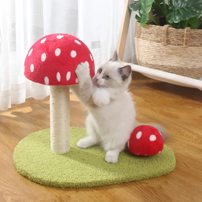 

Kitten Cute Mushrooms Cat Scratcher Board Furniture Protect Pet Health Sisal Mat Claws Care Scratch Toy Post Scratchers Toy