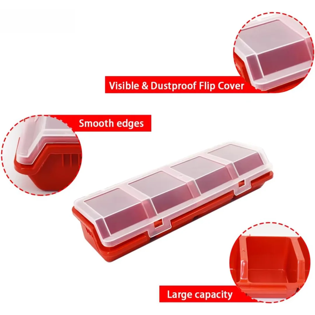 1Pc Plastic Screw Organizer Box with 4 Compartments Portable Tool Parts Storage Bin with Lid for Hardware Small Parts Display