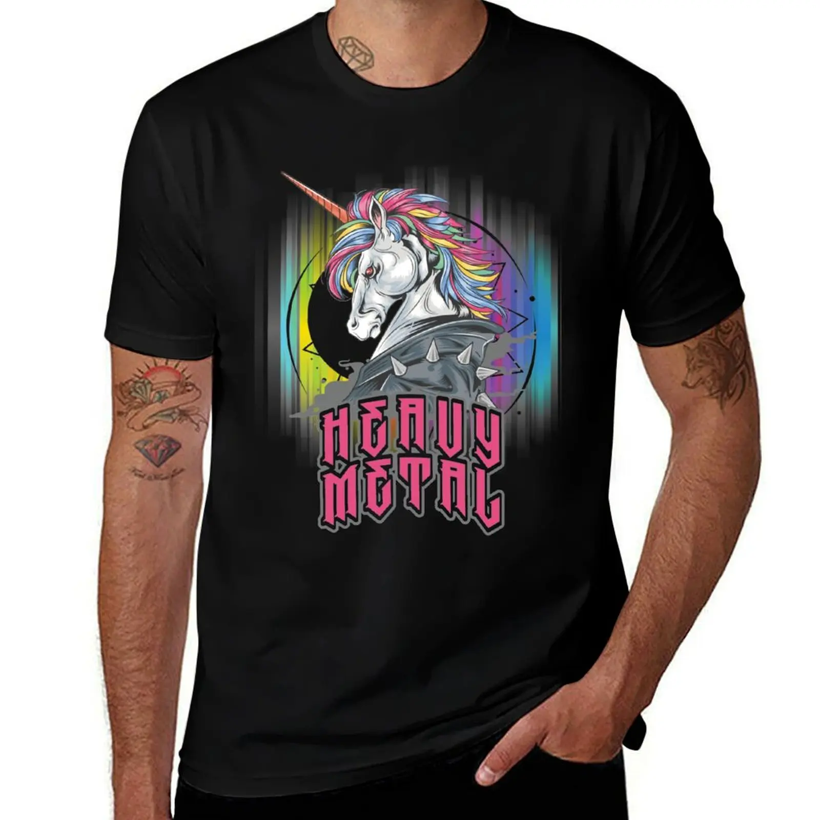 

Funny Heavy Metal Unicorn Design T-Shirt blacks oversized graphic tee Men's cotton t-shirt