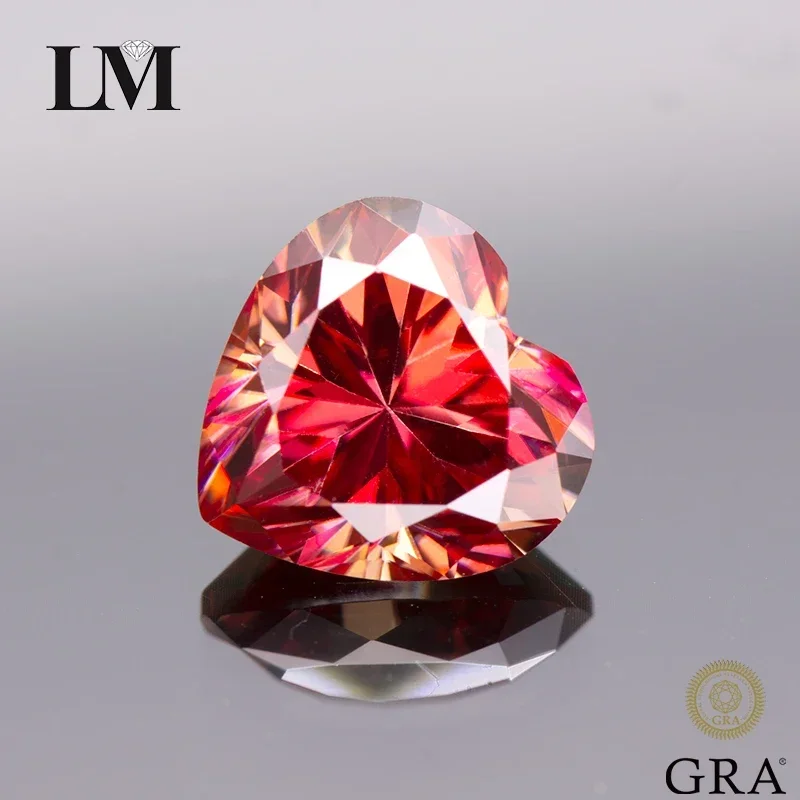 

Moissanite Stone Watermelon Red Color Heart Cut Lab Grown Gemstones For Advanced Jewelry Making Materials With GRA Certificate