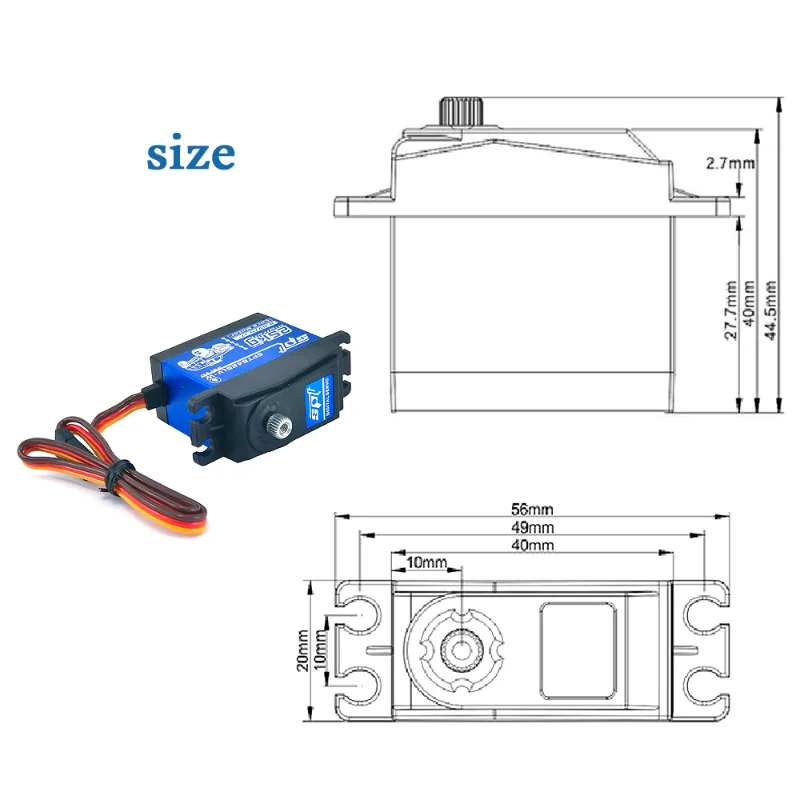 SPT 5425LV-W Waterproof Metal Gear Standard Digital Servo 25kg For 1:10 1:8 RC Car TRX4 Crawler Airplabe Boat Robot Arm 3