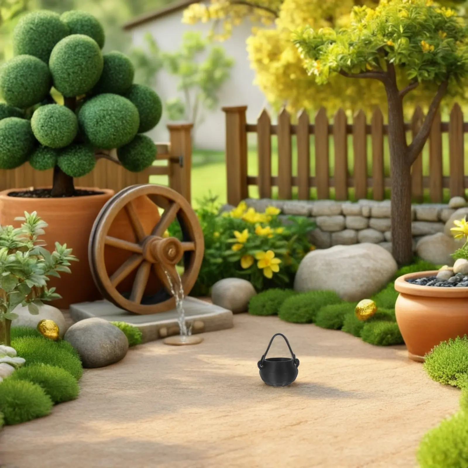 20Pcs Halloween Cauldrons Mini Plastic Black Cauldron Pots Portable Handles for Party Candy Buckets Home Decor and Craft