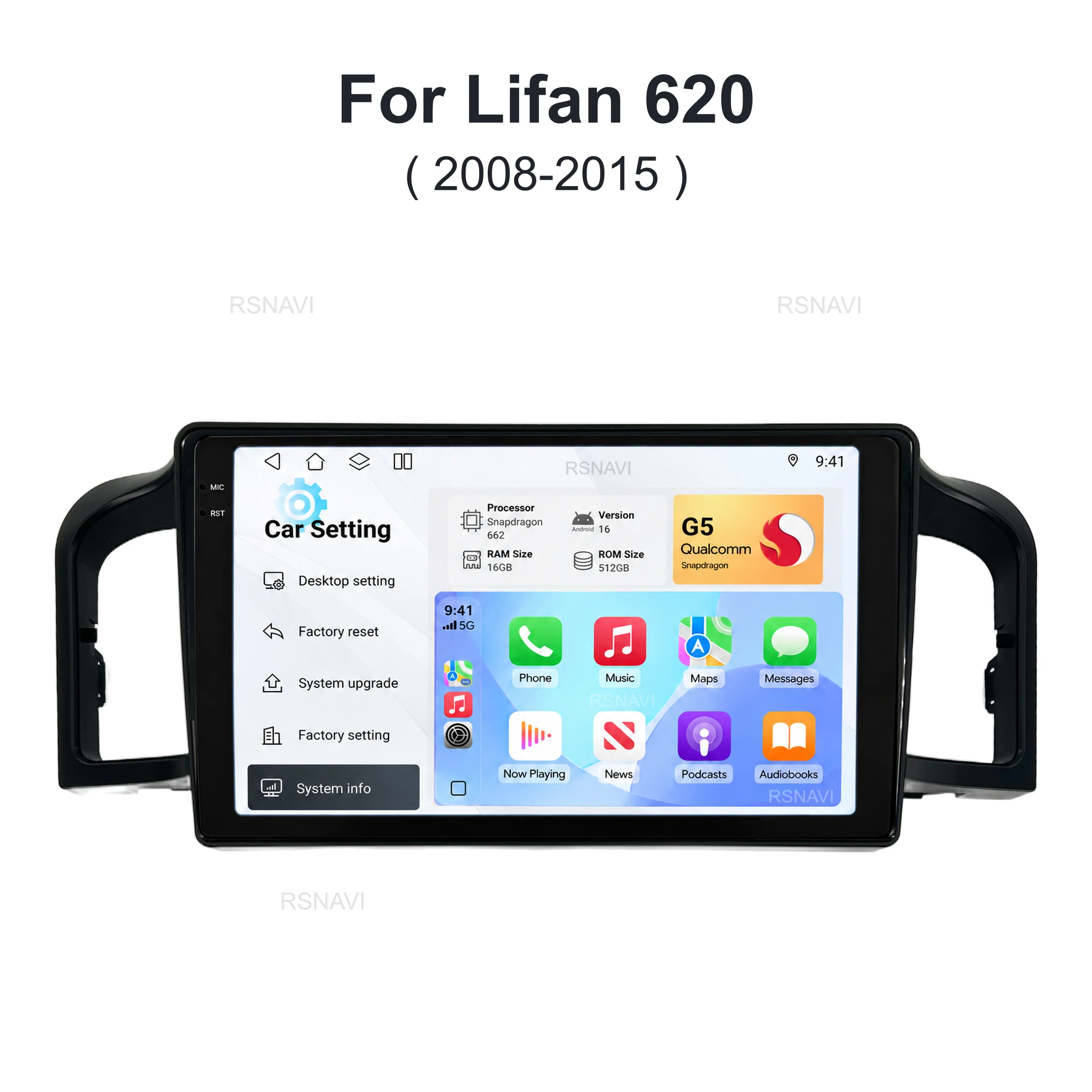 Android 16 Carplay Auto Qualcomm Snapdragon 2K QLED Screen Car Radio Player For Lifan 620 2008 - 2015 GPS Multimedia Stereo Wifi