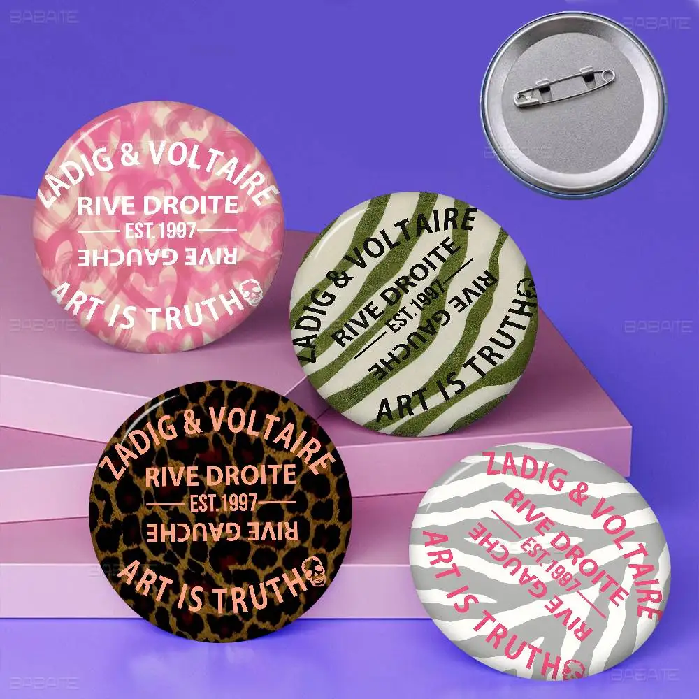 Fashion Z-ZADIG &VOLTAIRES Brand 32/44/58MM Customizable Button Pins Cute Funny Creative Badge Jewelry Decor Gifts for Friends