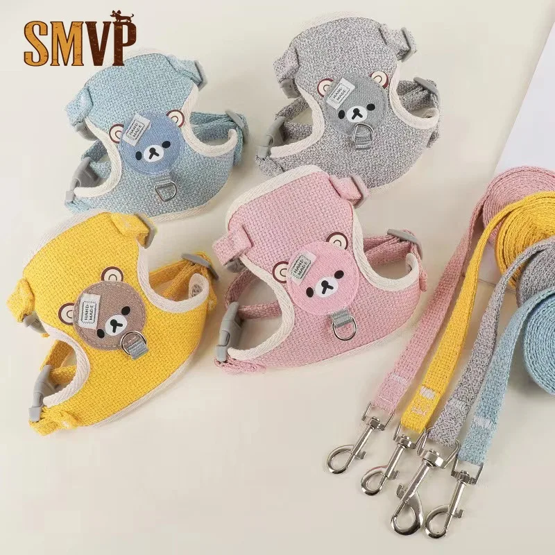 

Cute Small Pet Cat Leash Chest and Back Leash Walking Cat Walking Dog Pet Small Dog Teddy Vest Style Chest and Back Harnesses