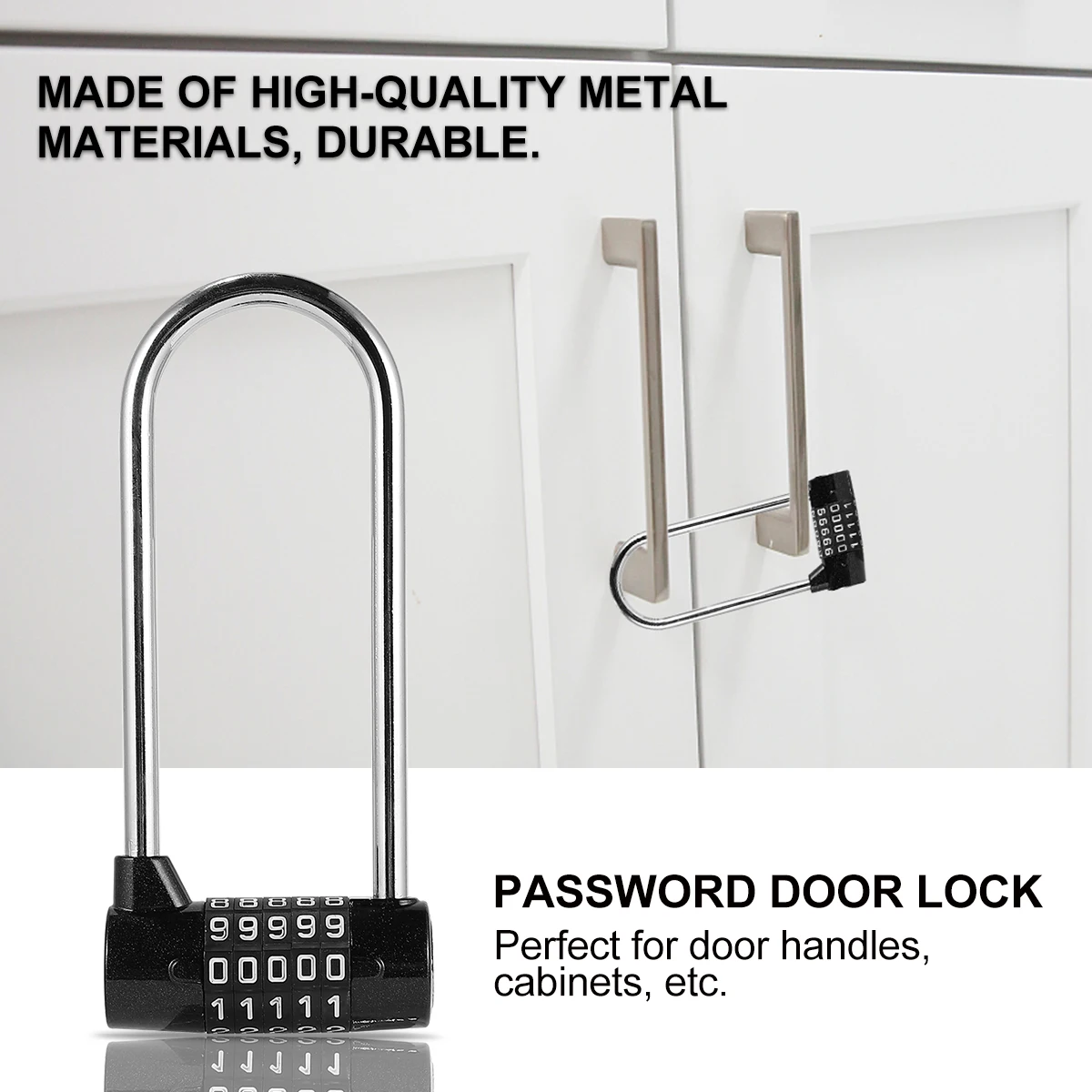 

5 Password Lock Shaped Padlock Black Plastic Door Cabinet Hinges Locker U Shaped Hanging Dial Lock Sturdy Metal Anti Theft