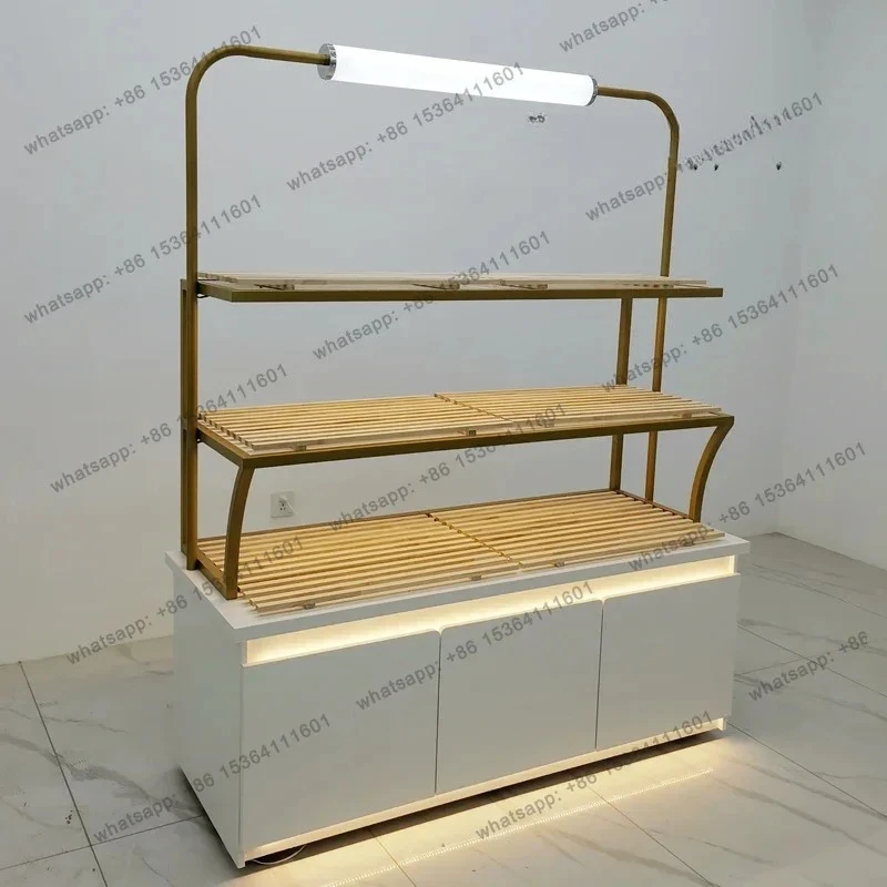 Bread Display High Side Cabinet Cake Shop Baking Fried Goods Drawer Wrought Iron Solid Wood Middle Island Cabinet Model Cabine