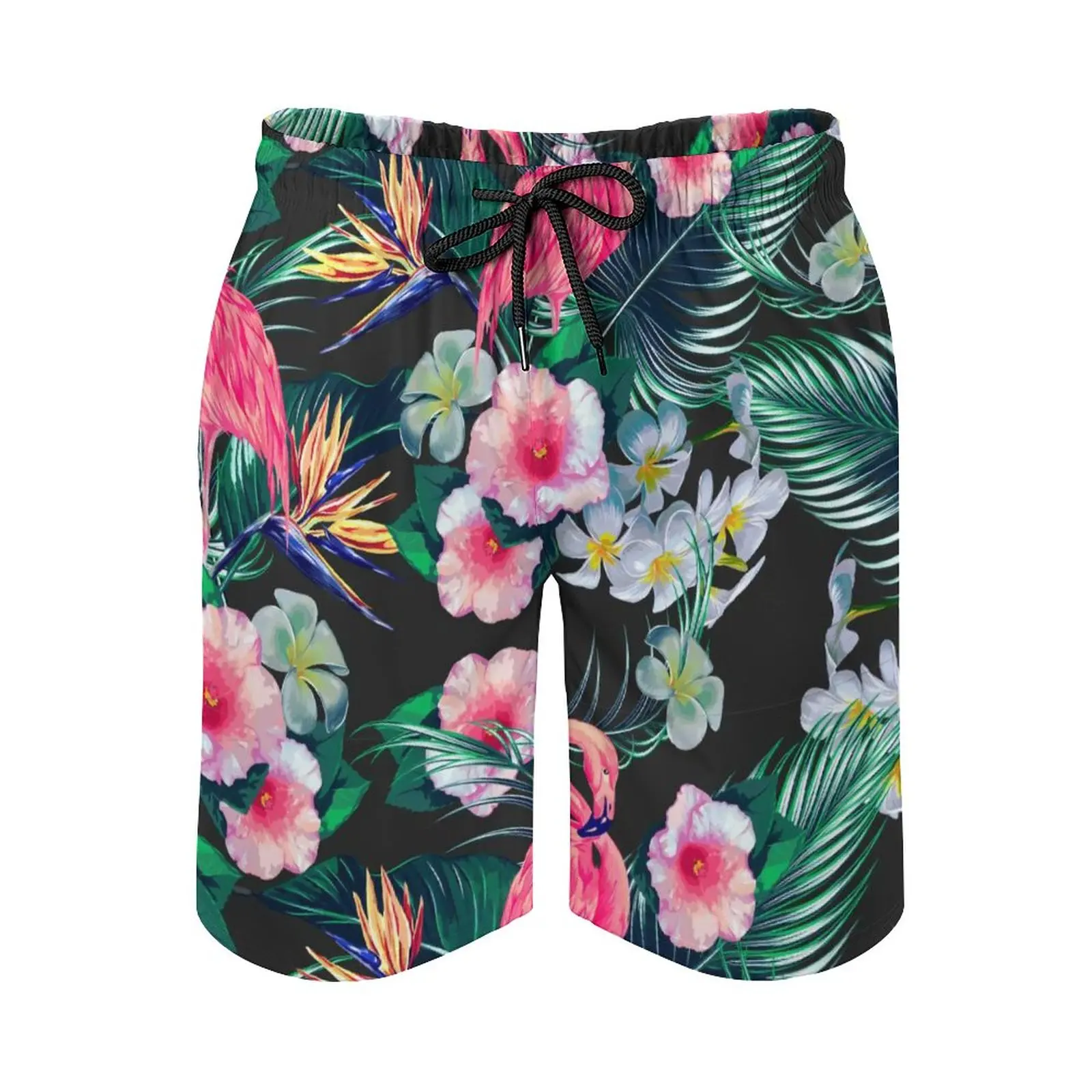 Wald Palmblätter Boardshorts Blumen- und Flamingo-Druck Strand kurze Hosen Hot Man süße Druck Badehose Plus Größe 3XL