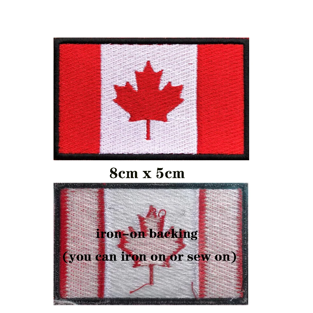 1PC Canadian Flag Canada Armband Embroidered Patch Hook & Loop Or Iron On Embroidery Badge Cloth Military Moral Stripe