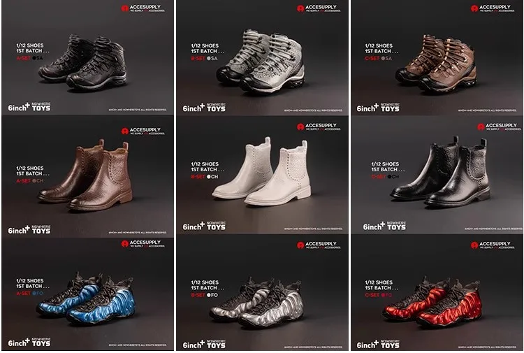 

ATSTORY 1/12 Soldier Sneakers Leather Shoes Hiking Sports Shoes Model Fit 6" Romankey Notaman NWtoys Action Figure Body DIY