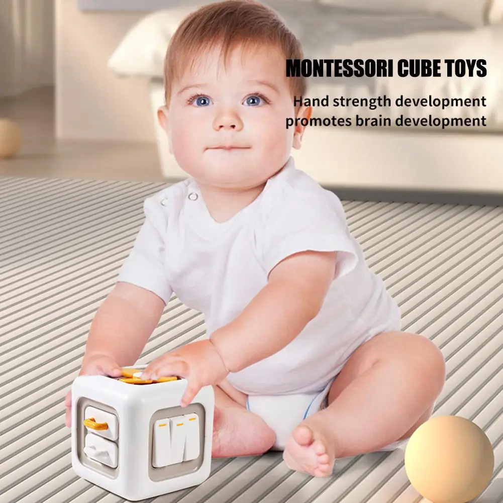 6 In 1 Cube Toys Sensory Busy Board Baby Practice Skills Push Switch Drawer Cube Fidget Educational Toys For Girl Boy T3H8