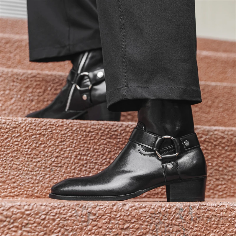 

Классические черные формальные мужские ботинки с толстой подошвой, увеличивающие рост, свадебные и вечерние уличные кожаные туфли больших размеров 38-46
