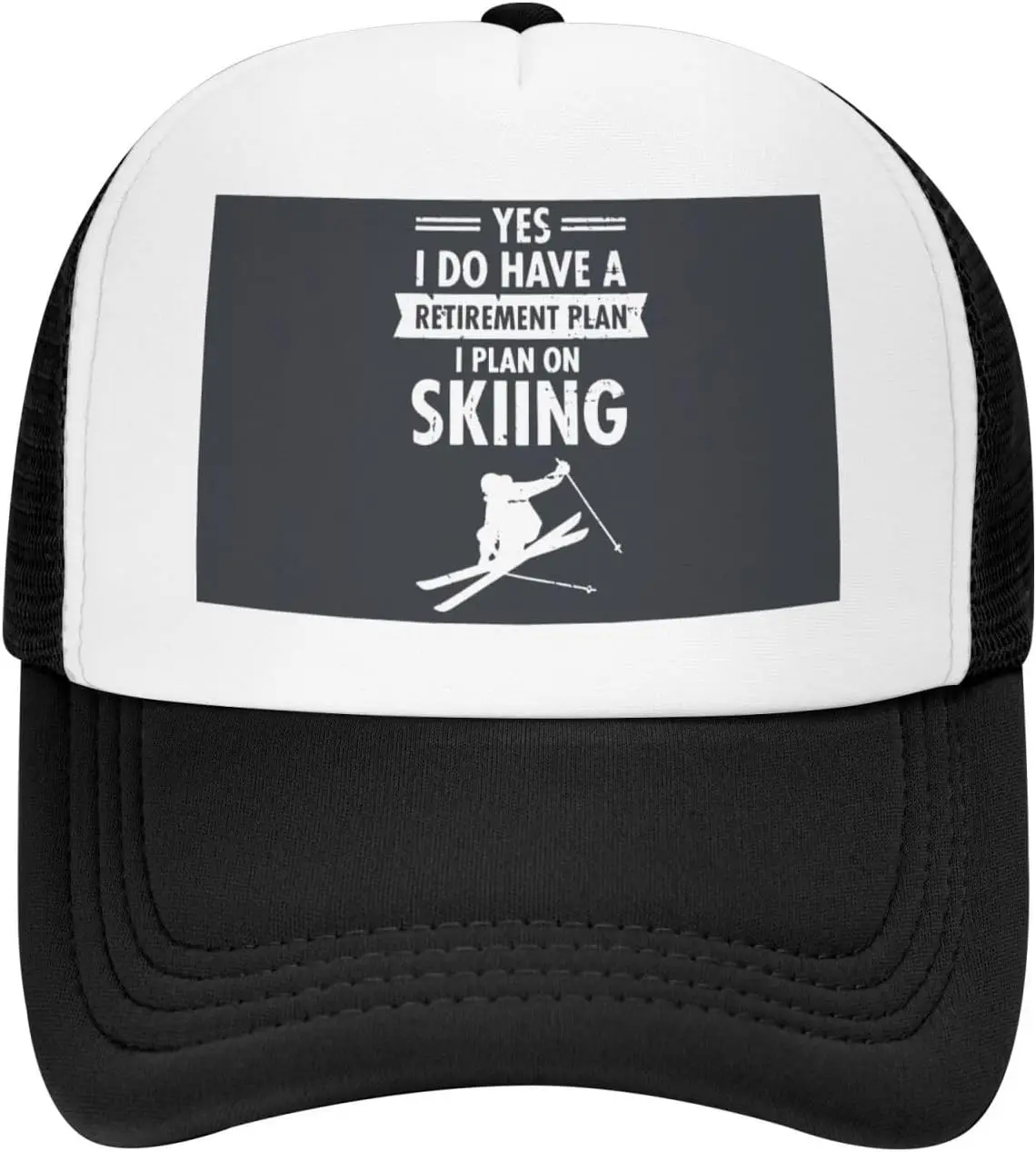 Retirement-Plan-Skiing-Skier-Graphic-Trucker-Hat-Adjustable-Outdoor-Mesh-Baseball-Cap