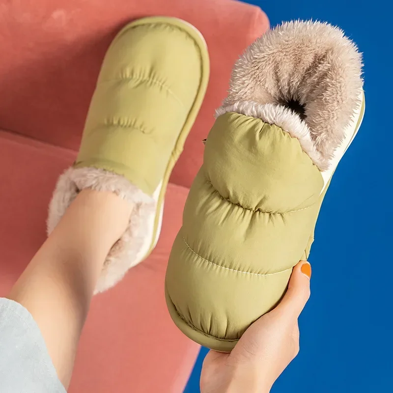 New Women's Winter Cotton Female Shoes 2024 Warm Plush  Couple Slippers for Home Indoor Large Size 42 43