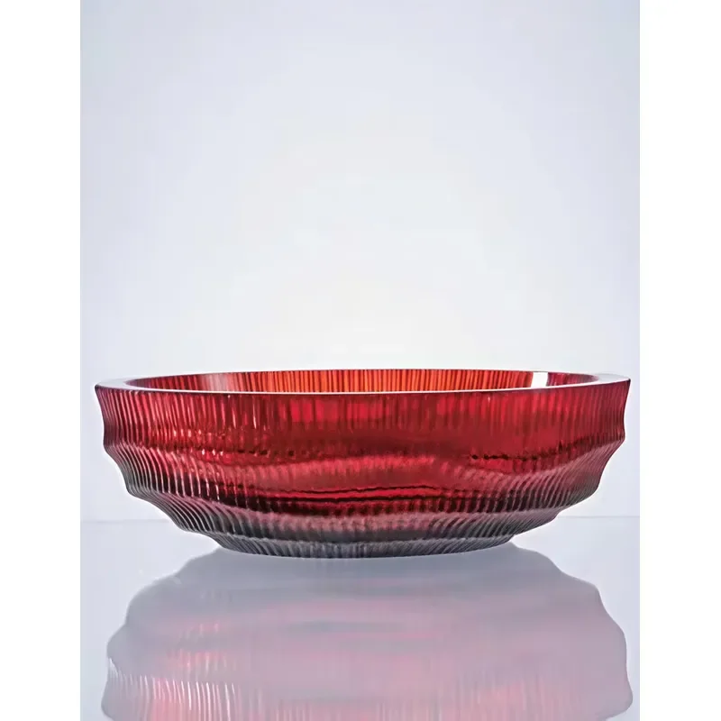 Gradient Glass Storage Bowl with Groove for Coffee Table Sundries Tray Key Remote Control Holder Desktop Home Soft Decoration