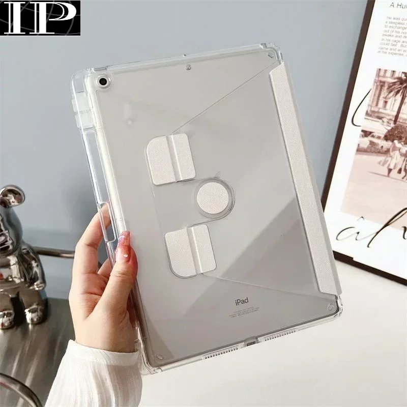 

New 360 Rotating Stand Transparent Crystal Acrylic Case For iPad mini 6 Air Air2 10th 10.2 Air4 Air5 10.9 Pro11 Pro M1 M2 12.9