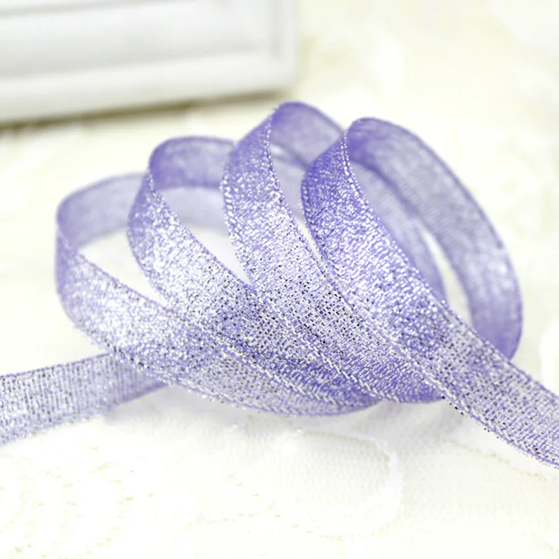 (25 yards/roll) 3/8\'\'(10mm) Golden Metallic Glitter Ribbon Colorful gift package ribbons wholesale