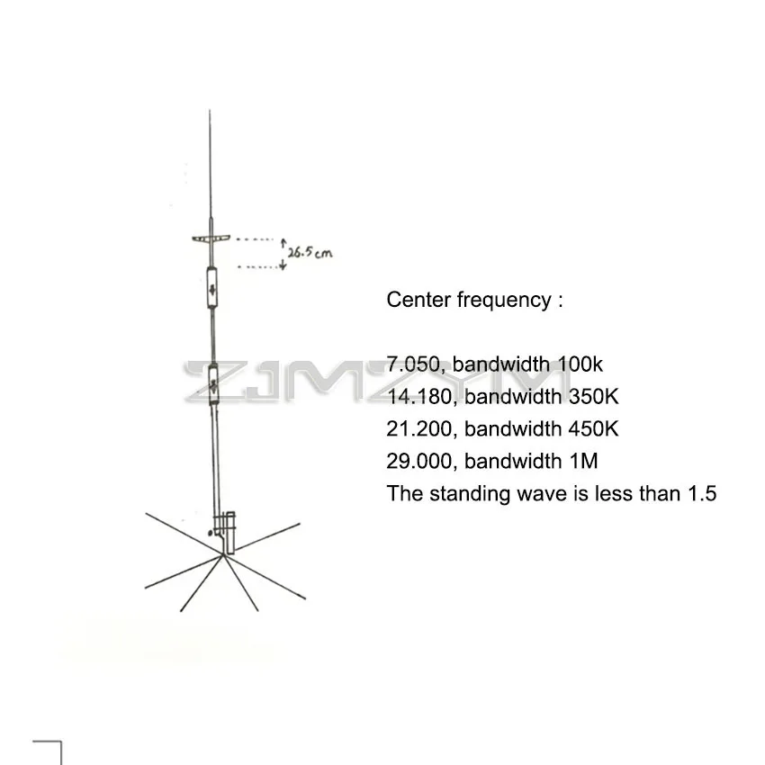 GP4 shortwave 4-band (7/14/21/29M) upright GP antenna PEP1000W  Antenna Vertical GP 4 Bands 7-14-21-29M