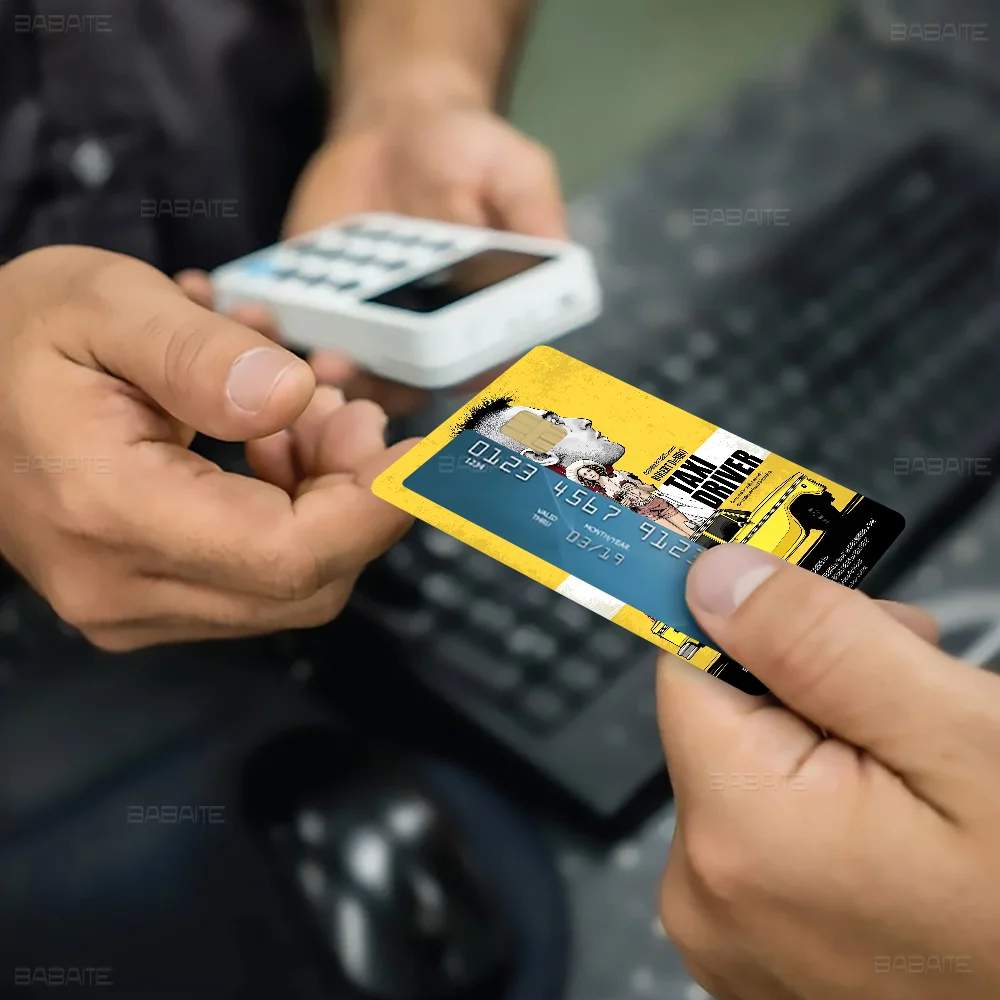 سائق سيارة أجرة أنيمي تنفق أو حفظ قذيفة مضحكة على قبالة رقيقة جدا لا تتلاشى ملصق غطاء الجلد لبطاقة الائتمان الخصم