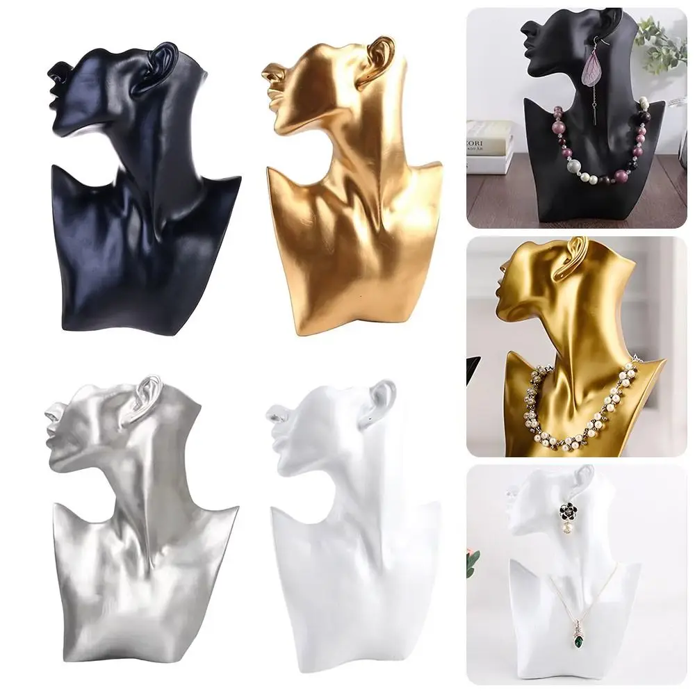 

Resin Mannequin Jewelry Display Stand Head Bust Portrait Unique Necklace Bracelets Earrings Holder Side Face Pendant Organizer